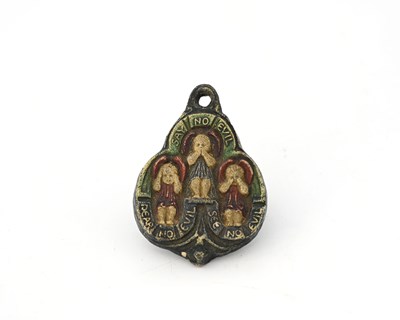 Lot 490 - Mary Watts for Compton Pottery, a trio pendant,...