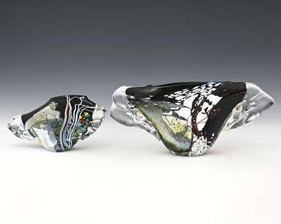 Lot 444 - Chris Thornton, two studio glass vases,...
