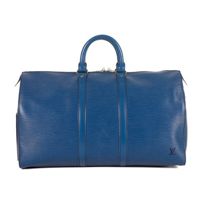 Lot 420 - Louis Vuitton, a blue epi Keepall 45 luggage bag