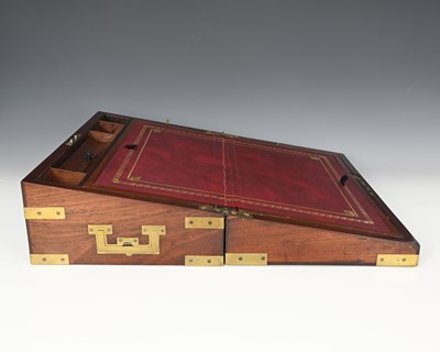 Lot 144 - A 19th Century mahogany campaign writing slope,...