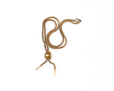 Lot 5 - A mid 20th century 9ct gold lariat necklace