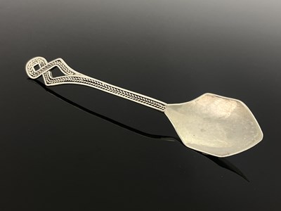 Lot 145 - An Arts and Crafts silver preserve spoon,...