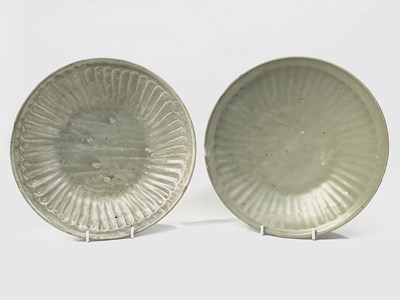 Lot 794 - A pair of Ming-style celadon Chinese dishes,...