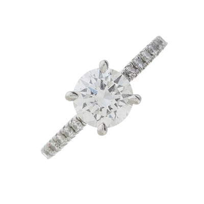 Lot 182 - A platinum diamond single-stone ring