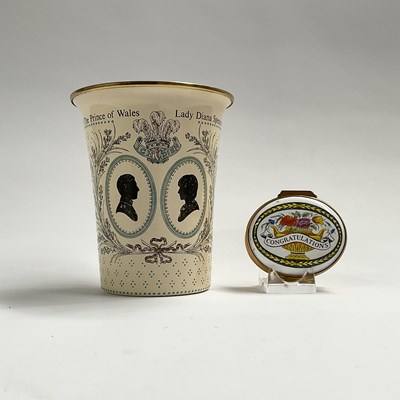 Lot 207 - A Halcyon Days enamel beaker to commemorate...