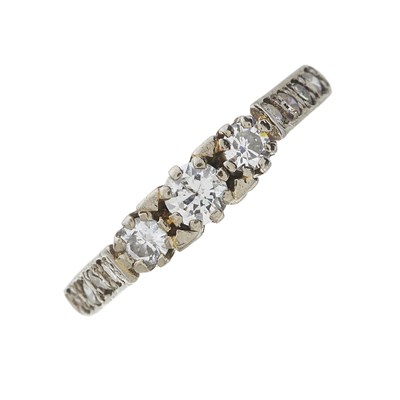 Lot 169 - An 18ct gold diamond three-stone ring