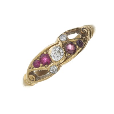 Lot 35 - An Edwardian 18ct gold diamond and ruby dress ring