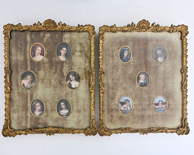 Lot 537 - A pair of Rococo gilt framed easel displays...