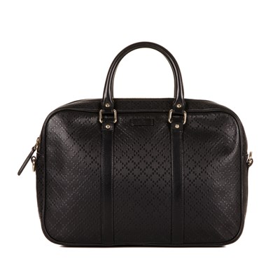Lot 395 - Gucci, a black leather Diamante briefcase.