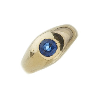 Lot 163 - A 14ct gold sapphire single-stone band ring