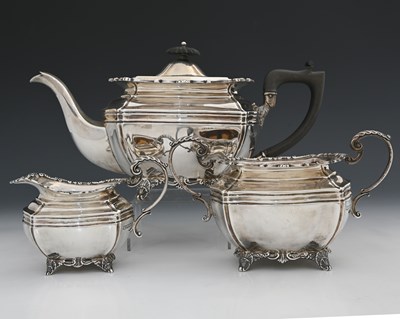 Lot 377 - An Edwardian silver three-piece tea service,...