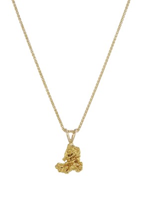 Lot 156 - A gold nugget pendant, with chain