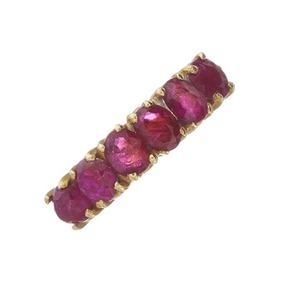 Lot 65 - An 18ct gold ruby six-stone ring