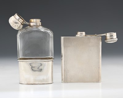 Lot 383 - A George VI silver hip flask, of rectangular...