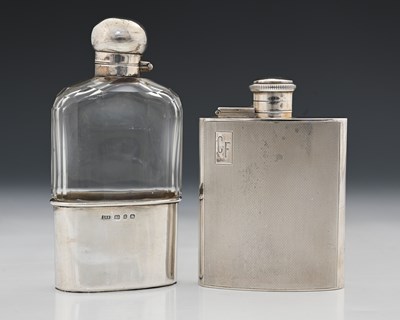 Lot 383 - A George VI silver hip flask, of rectangular...