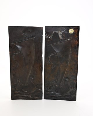Lot 168 - A pair of Arts and Crafts repousse copper...