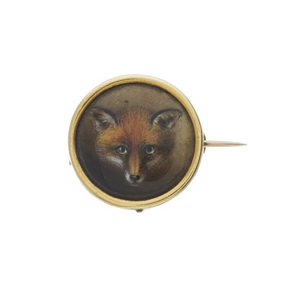 Lot 1 - A late Victorian gold enamel fox brooch