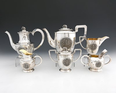 Lot 390 - An Eastern six-piece silver tea and coffee...