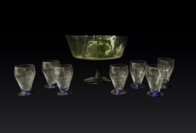 Lot 270 - A set of six hand blown teardrop art deco...