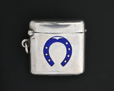 Lot 45 - A Victorian silver and enamel vesta case, of...