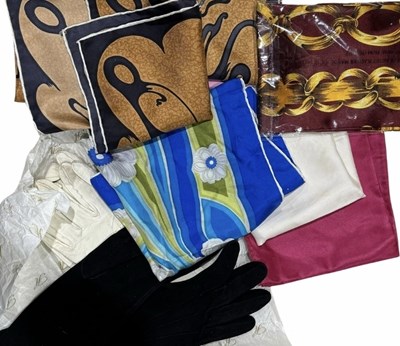 Lot 409 - A selection of vintage scarves and gloves