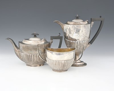 Lot 368 - A matched silver three-piece part tea and...