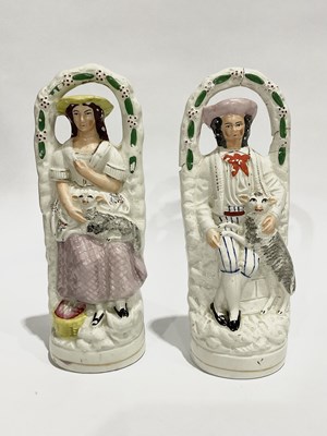 Lot 173 - A pair of Staffordshire style figurines, circa...