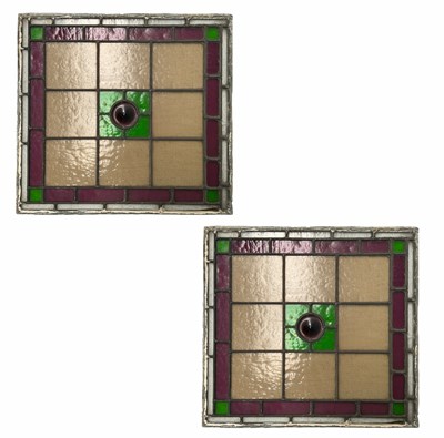 Lot 404 - A pair of leaded stained glass panels,...