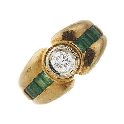 Lot 96 - Alain Roure, an 18ct gold diamond and emerald band ring