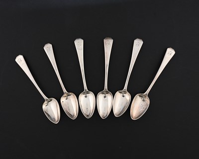 Lot 370 - A set of six George III silver coffin end...