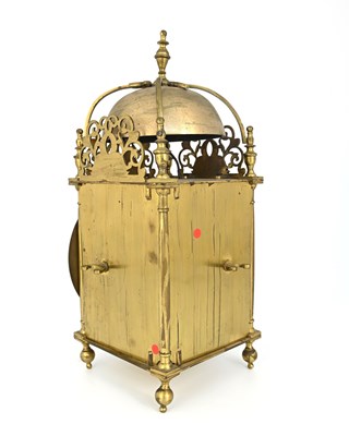 Lot 245 - A traditional brass lantern clock, 19th...