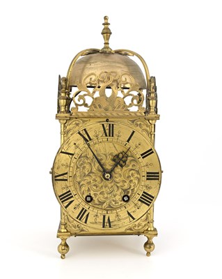 Lot 245 - A traditional brass lantern clock, 19th...