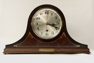 Lot 356 - A ‘Napoleon’ marquetry mantle clock standing...