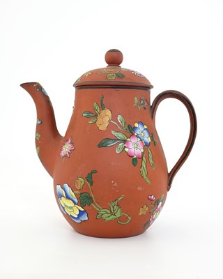 Lot 145A - A Wedgwood Capri ware coffee pot, circa 1810,...