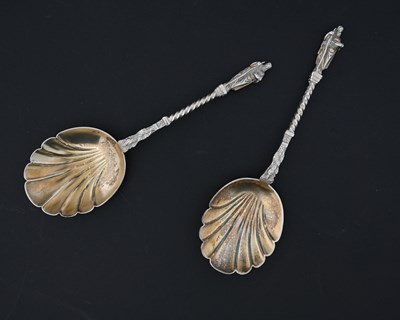 Lot 207 - Two Victorian silver gilt serving spoons, each...