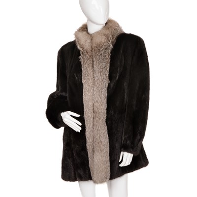 Lot 443 - A black mink and fox fur coat