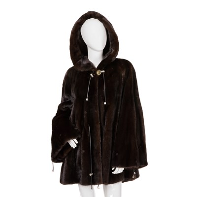 Lot 448 - A ranch mink hooded swing coat