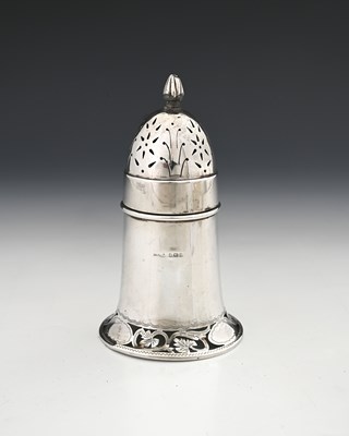 Lot 222 - An Edwardian silver caster, of lighthouse form,...