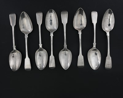 Lot 227 - Eight nineteenth-century silver fiddle pattern...