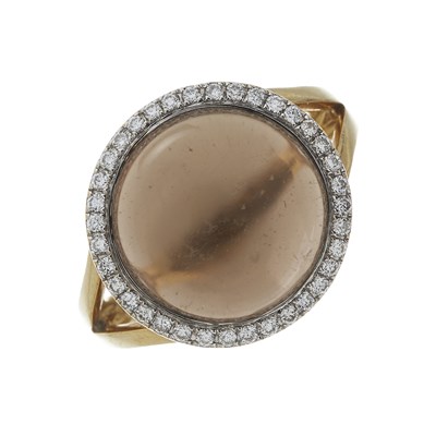 Lot 177 - An 18ct gold smoky quartz and diamond cluster ring