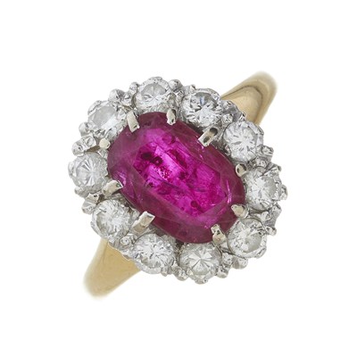 Lot 43 - An 18ct gold ruby and diamond cluster ring