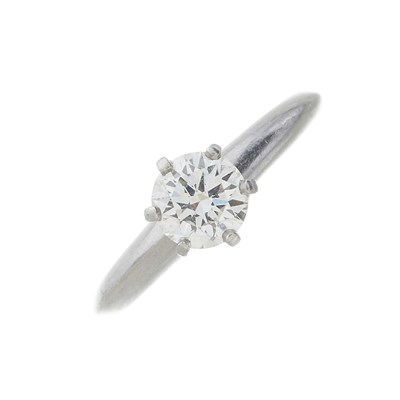 Lot 107 - Tiffany & Co., a platinum diamond single-stone ring, of 0.68ct