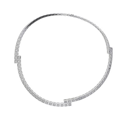 Lot 118 - Cartier, a rare 18ct gold diamond line Tectonique riviere necklace