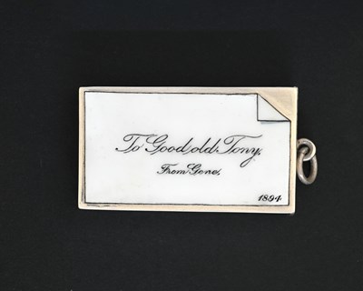 Lot 52 - A Victorian silver and enamel calling card...