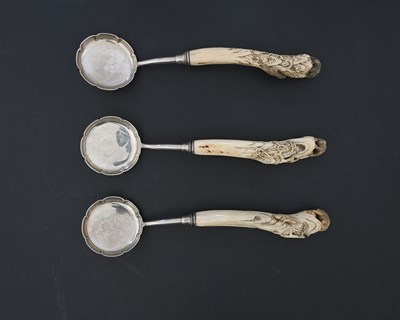 Lot 204 - A set of three Victorian silver and carved...