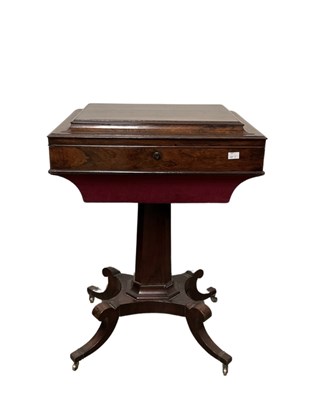 Lot 362 - A Regency rosewood work table, c.1820, hinged...