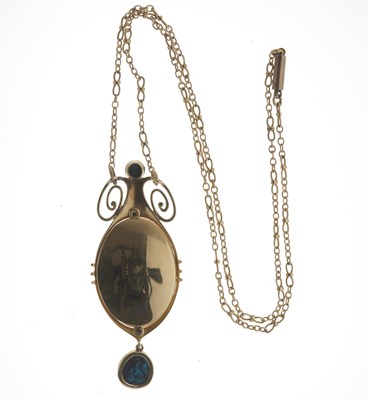 Lot 54 - Murrle Bennett & Co., an Art Nouveau 15ct gold pearl and turquoise necklace