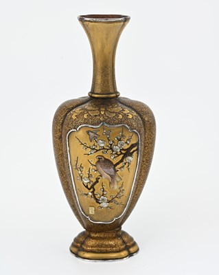 Lot 443 - A Japanese Shibayama lacquer vase, Meiji,...