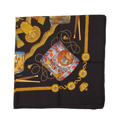 Lot 393 - Hermes, a Les Tambours silk scarf