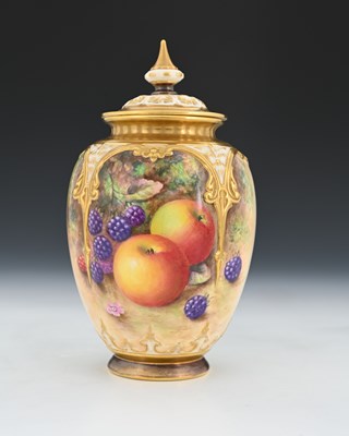 Lot 721 - H Ayrton for Royal Worcester, a fruit painted...